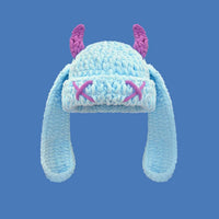 Japanese-style Sweet Dopamine Little Devil Knitted Hat For Women