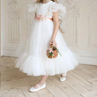 Girls' Birthday Princess Dress With Fluffy Yarn