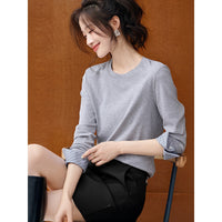 Autumn Round Neck Contrast Color Patchwork Striped Long Sleeve
