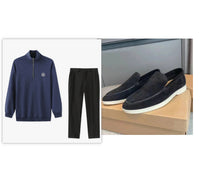 Half-high Neck Zippered Sweater  Pants For Men