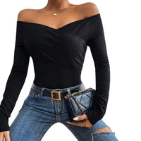 Sexy Women's Off-shoulder Slim-fit Long-sleeve Top