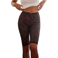 Womens Summer Suspender Lace See Through Sports Shorts