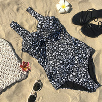 Retro floral one-piece swimsuit