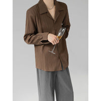 Draping Cuban Collar Loose Shirt All-match Texture