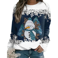 Fashion Christmas Snowman Round Neck Long Sleeve Women