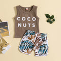 Children's Summer Clothing Casual Letter Print Short-sleeve Cartoon Shorts Suit