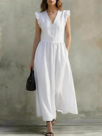Casual Fashionable Elegant V-Neck Dress With Pockets