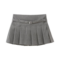 Low Waist Mini Plaid Casual Wide Pleated Culottes Skirt