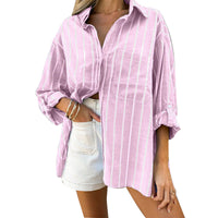 Striped Shirt Women's Long-sleeved Cardigan
