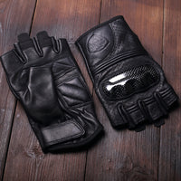 Yellow First Layer Cowhide Half Finger Motorcycle Gloves