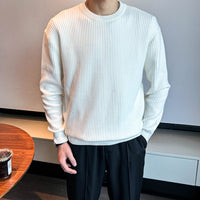 Light Mature Men's Autumn And Winter Thick Ribbed Round Neck Sweater