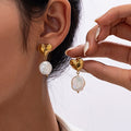Heart Baroque Pearl Stainless Steel Earrings