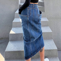 Women's Irregular Washed Denim Skirt