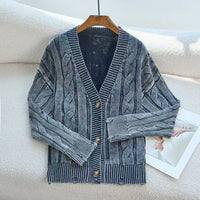 European And American Old Knitted Coat Women's Loose V-neck