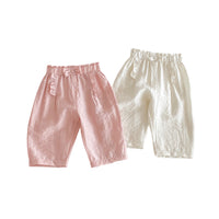 Girls' Bow Anti Mosquito Pants Solid Color Casual Pants