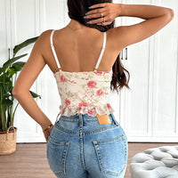 Printed Cross-Tie Underwire Sexy Top For Women