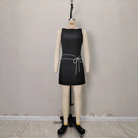 Sleeveless Short Dress With A Fitted Waist In Solid Color