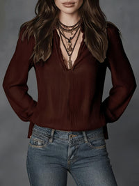 Fashionable And Elegant Long-Sleeve Solid-Color Casual Top For Women