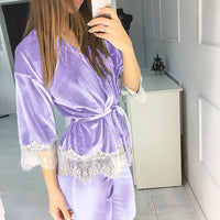 Women's Lace Stitching Five-point Sleeve Trousers Breathable Loungewear