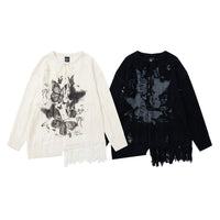 Retro Hot Girl Ripped Design Knitted Pullover Sweater