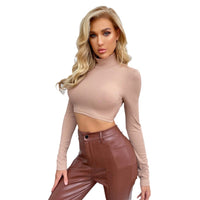 Sexy Backless Slim-fit High-neck Versatile Long-sleeved Top