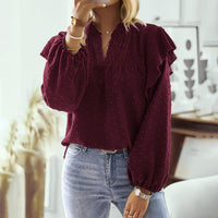 Spring And Summer Ruffled Lantern Sleeves Lace Stitching Coat