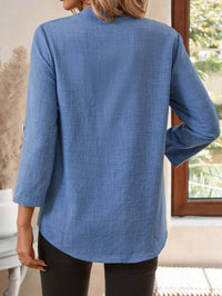 Women's Spring Full Print Notched Neck Sleeve Work Blouse
