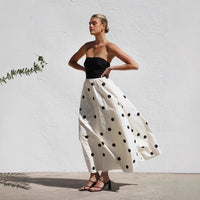 Polka-dot Print Patchwork Tube Maxi Dress
