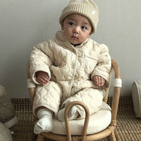 Retro Rhombus Wave Pattern Coat Baby Boy Round Neck All-matching Jumpsuit
