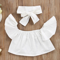 Girl's Hole Jeans White Top 3 Piece Set