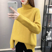 Hemp Pattern High Neck Thickened Keep Warm Inner Match Sweater Knitted Bottoming Shirt Long Sleeve