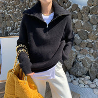 Womens Relaxed-fit Niche Zip-up Sweater
