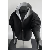 Casual Cropped Patchwork Cardigan Hoodie