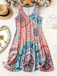 Women's Fashion Printed V-neck Sleeveless Dress