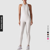 Solid Color Nude Feel High Strength Tight Sports Back Shaping Long Jumpsuit