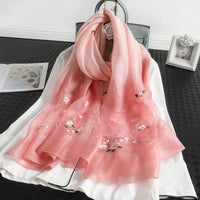 Women's Wool Silk Embroidery Gradient Scarf Sunscreen Shawl