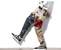 Autumn new day large size loose camouflage tooling men's elastic waist casual trousers