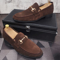 Men's Breathable Genuine Leather Slip-on Trendy Beanie Shoes Light Luxury Suede Leather Lazy Shoes