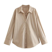 Women's Lapel Collar Multi-Color Long-Sleeve Single-Breasted Shirt