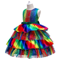 Colorful Gradient Lace Princess Dress