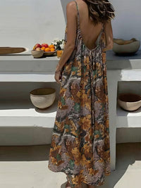 Women's Loose Print Strap Beach Vacation Dress