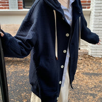 Real Shot Boyfriend Style Lazy And Loose Niche Waffle Coat