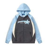 Splicing Contrast Color Hooded Brushed Hoody