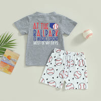 Boys' Children Baseball Printed Short-sleeved T-shirt And Shorts Two-piece Set