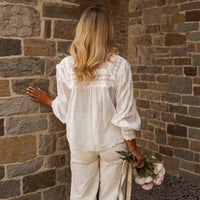 Resort-Style Solid-Color Hollow-Out Embroidered Womens Top