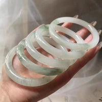 Ice-Translucent Lotus-Pink Quartzite Jade Round-Bar Noble Consort Jade Bracelet