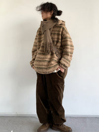 Men's Gradient Woolen Sweater Hooded Vintage Coat