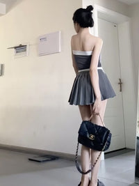 Pleated Skirt Women's Half-length A- Line High Waist