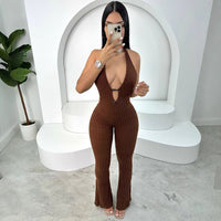 Halter Slim Fit Lace-up Backless Sexy Hot Girl Jumpsuit Women