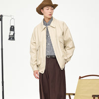 American Retro Street Trend Lapel PU Leather Jacket For Men
